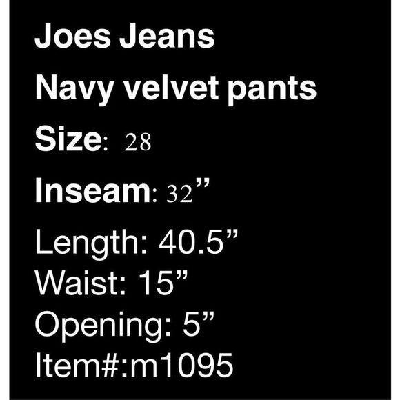 Joes Jeans Navy Velvet Pants- size 28 - Picture 7 of 7
